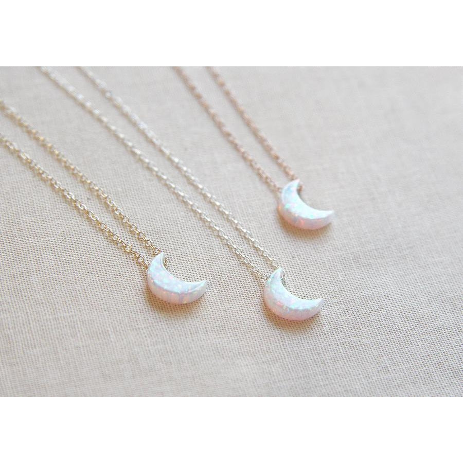 Opal Crescent Moon Necklace - Sterling Silver – Amour Futur
